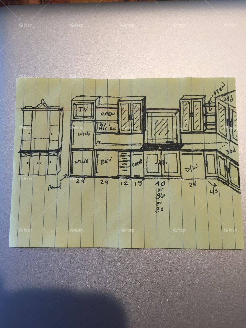 sketch of kitchen design