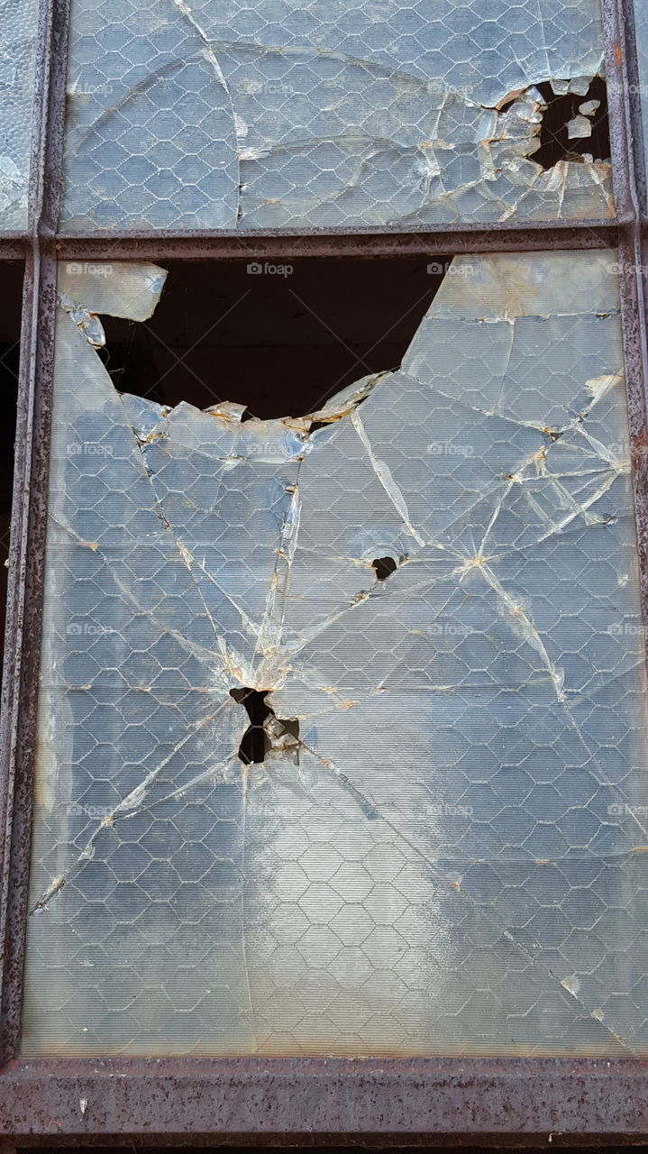 window pane. broken window pane