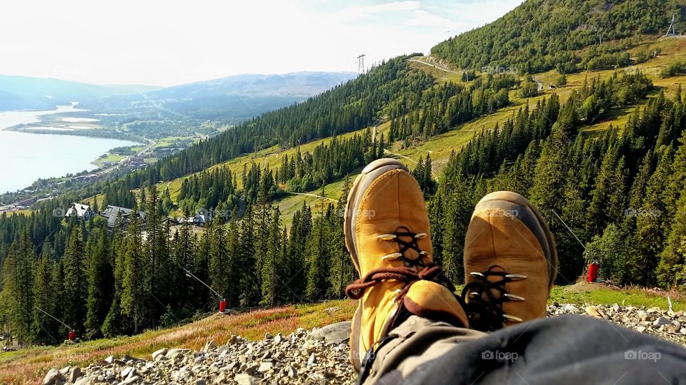 Climbing up to the top of Mount Åre, Sweden