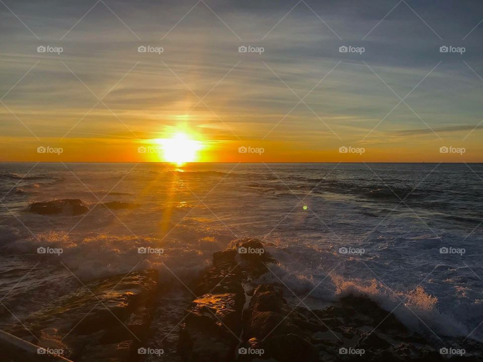Sun rising over the Pacific Ocean 