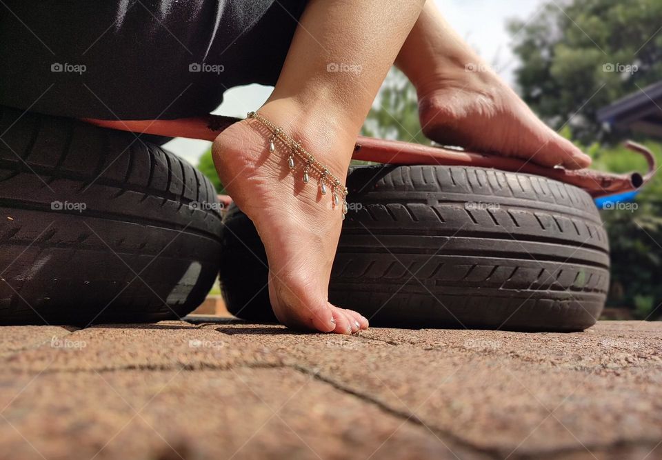 Silver ankle bracelet