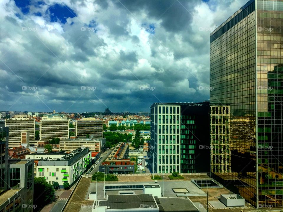 Storm over the business district  