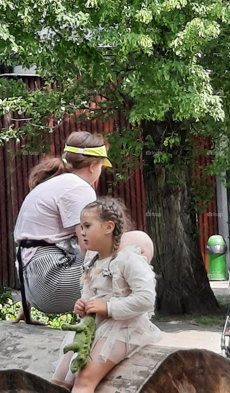 children in summer in playground