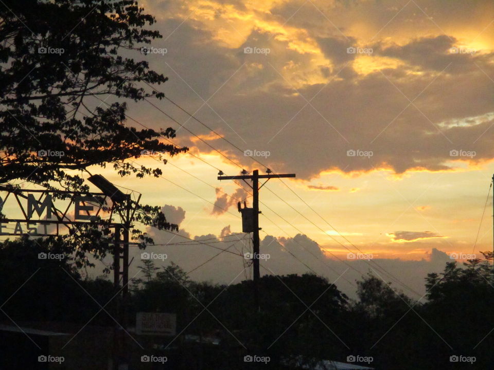 sunset on wire