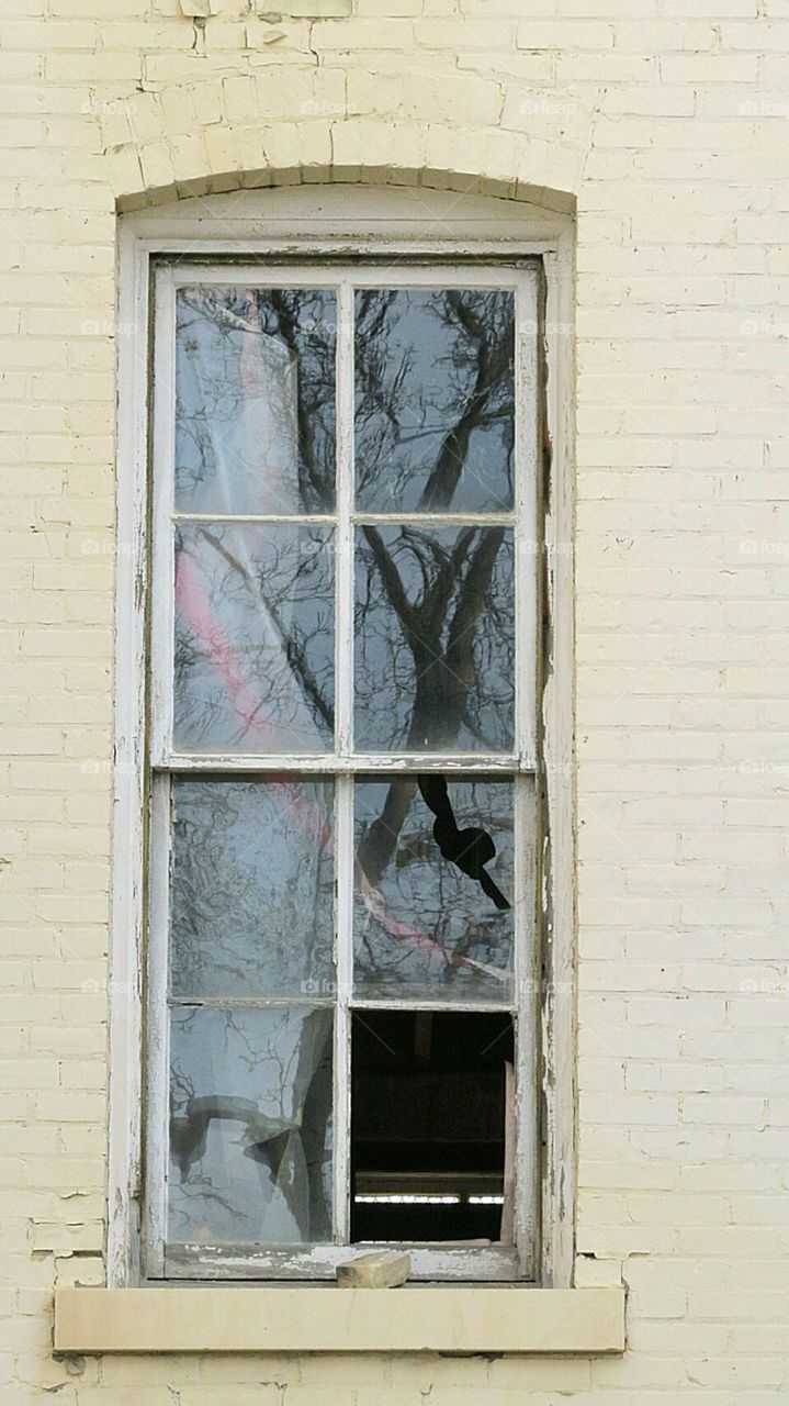 Reflection in the old building window