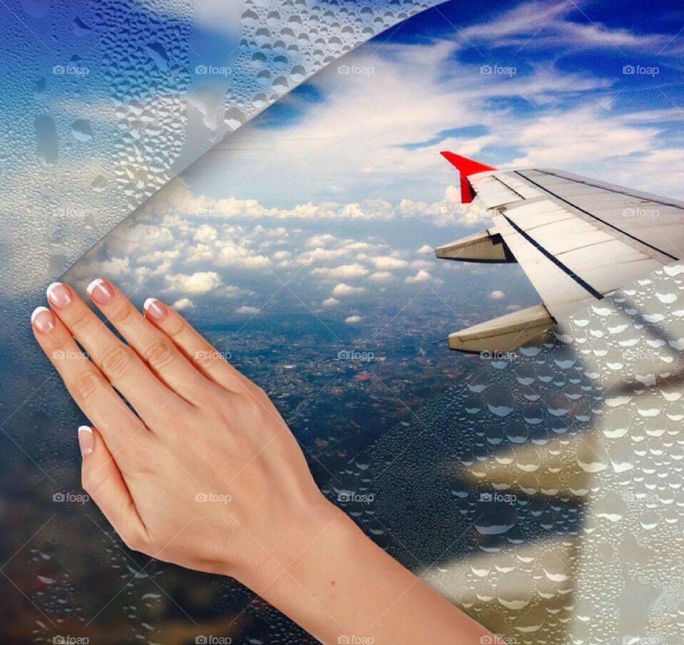 Airplane with the cloud and blue sky