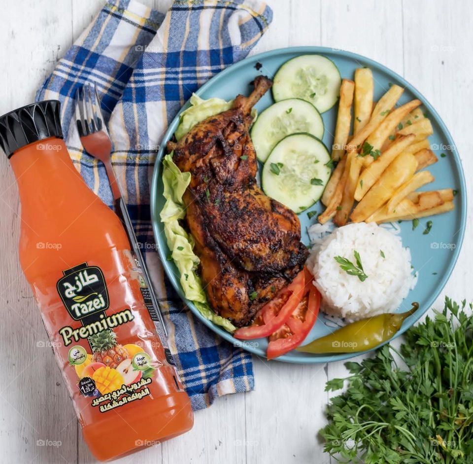 Delicious food with a drink