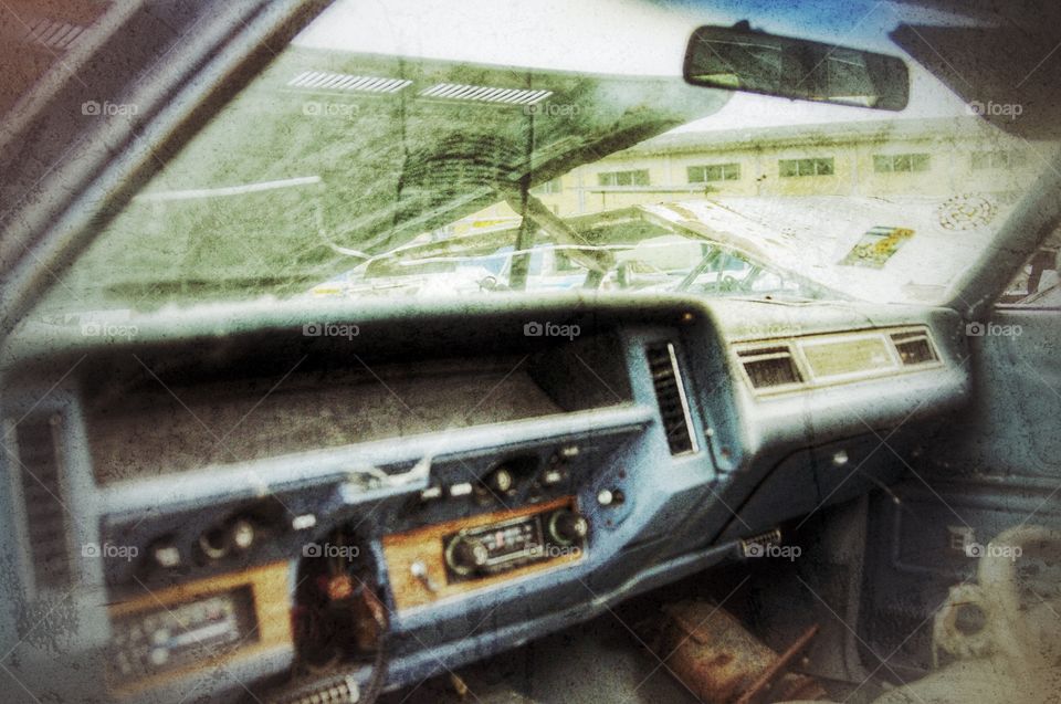 Old car interior view