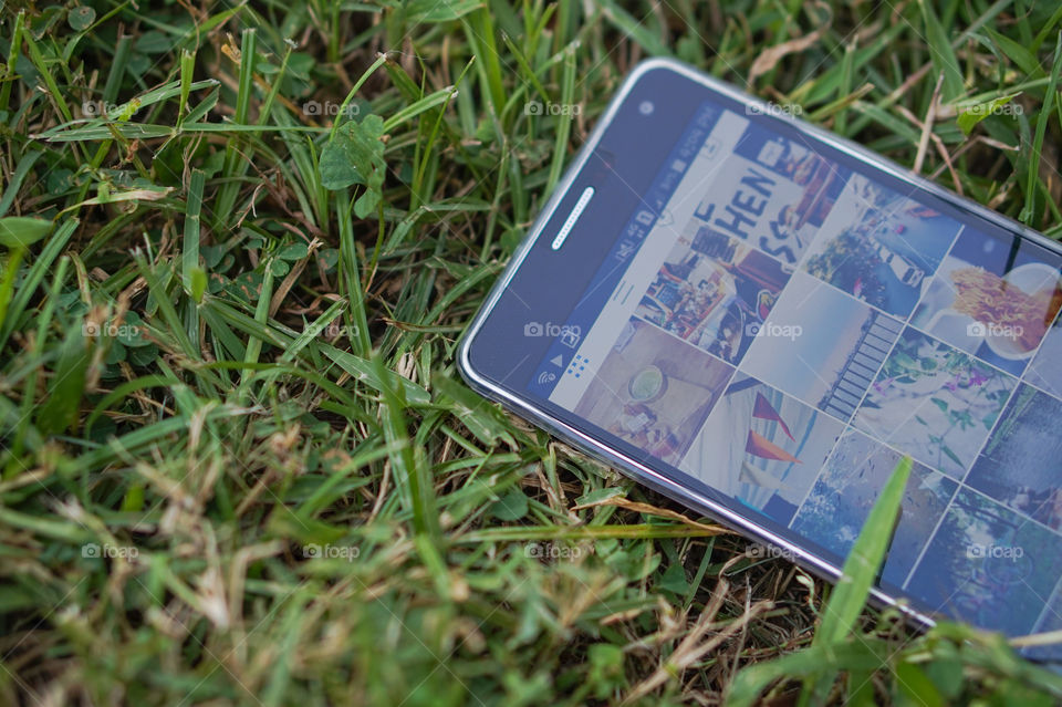 phone on grass