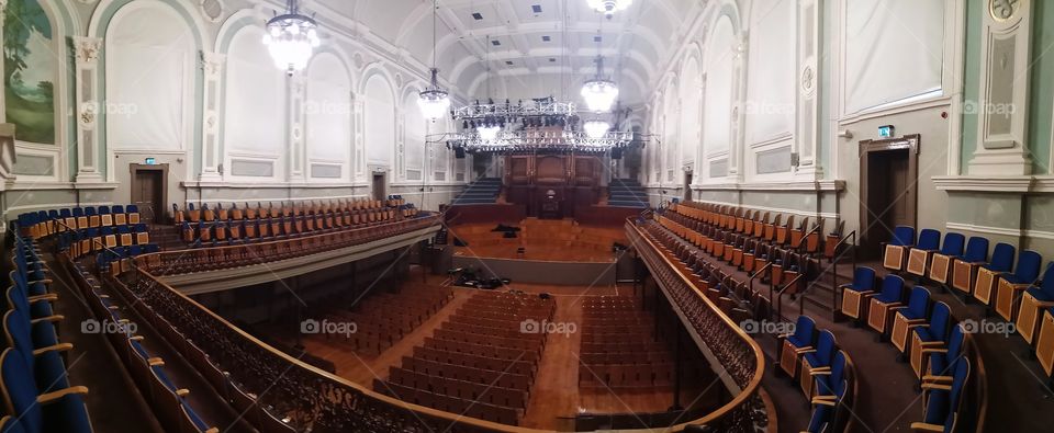 A panorama of Ulster Hall in Belfast
