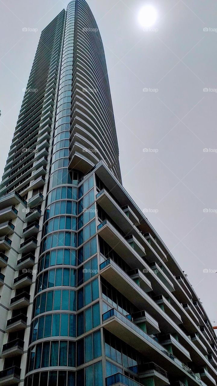 Buildings seen from the ground up