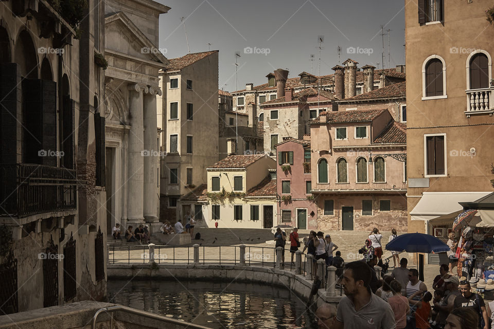 Small hamlet of Venice with mass of tourists who are visiting this unique and famous city all over the world.