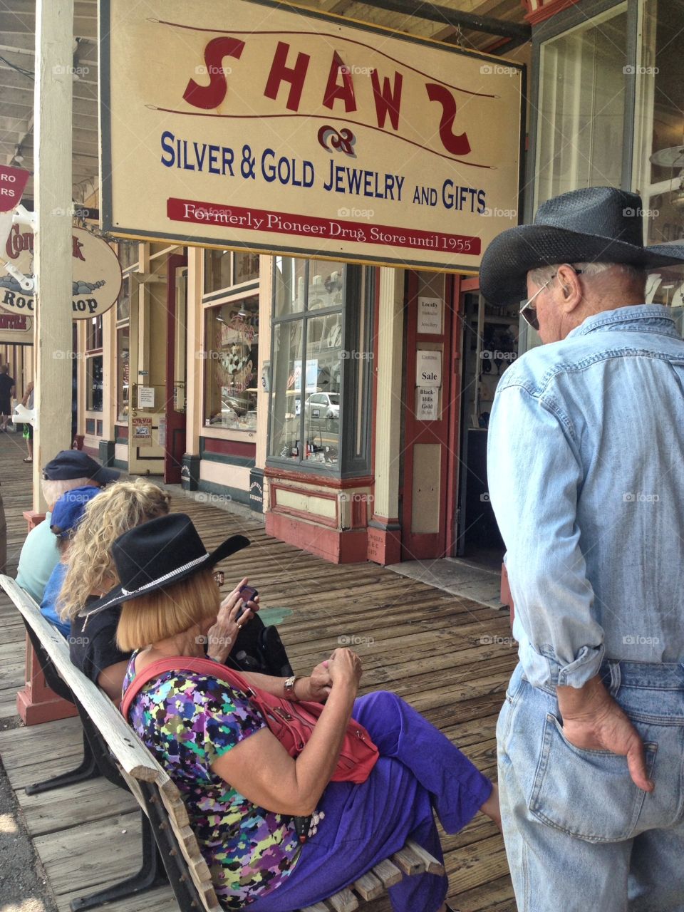 Cowboy in Virginia City. Older cowboy in Virginia city Nevada passing time 