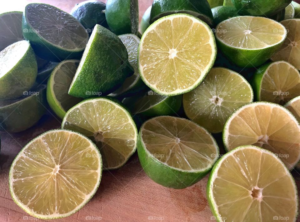 Limes Cut Into Halves