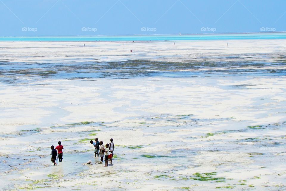 Playing on the beach