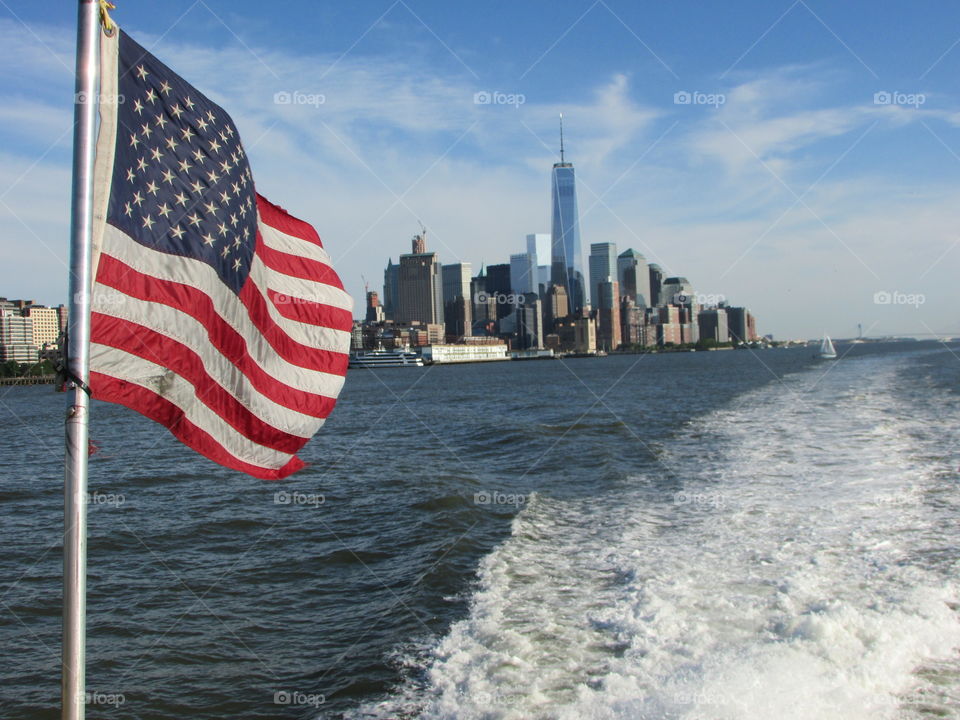 American Flag And The Freedom Tower