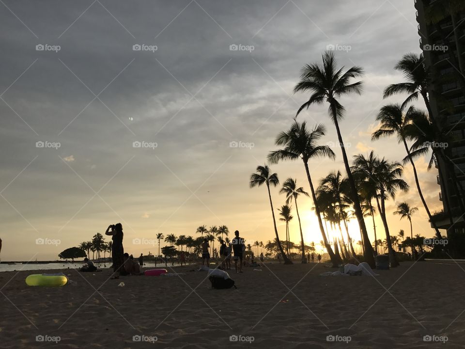 Hawaii Honolulu Waikiki beach sunset