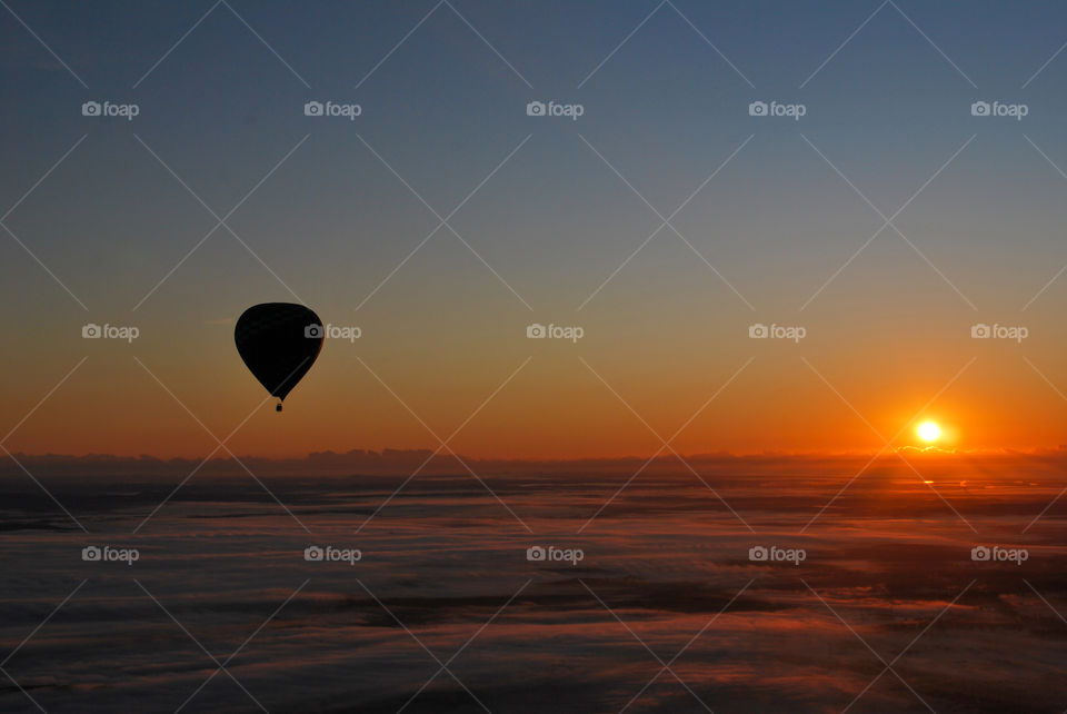 Hot Air Balloon at sunrise, Australia.