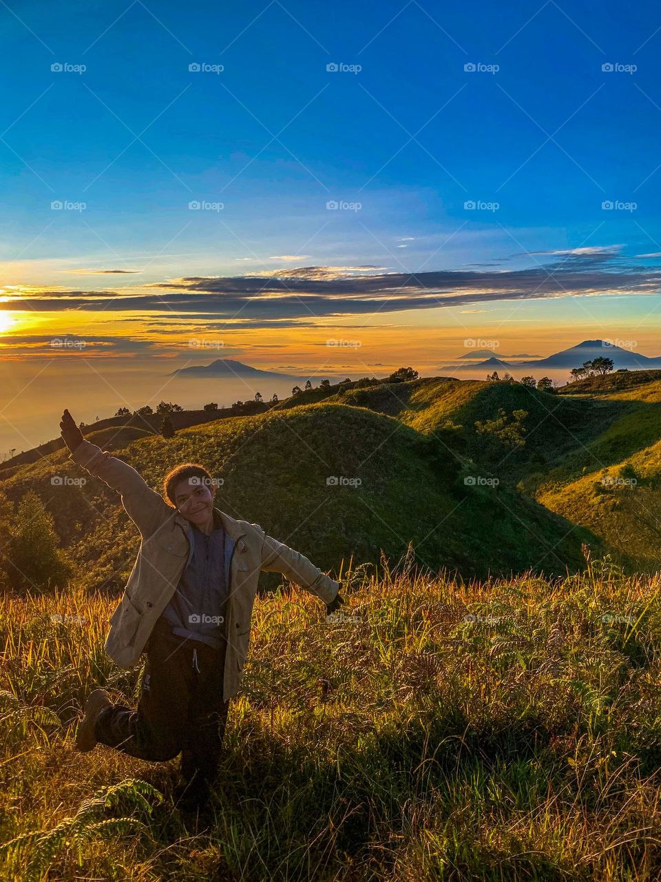 The view on the mountain in the morning.