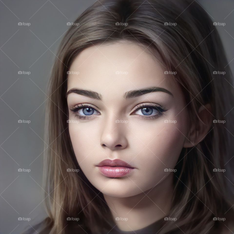 3D portrait of a girl, animated drawing.