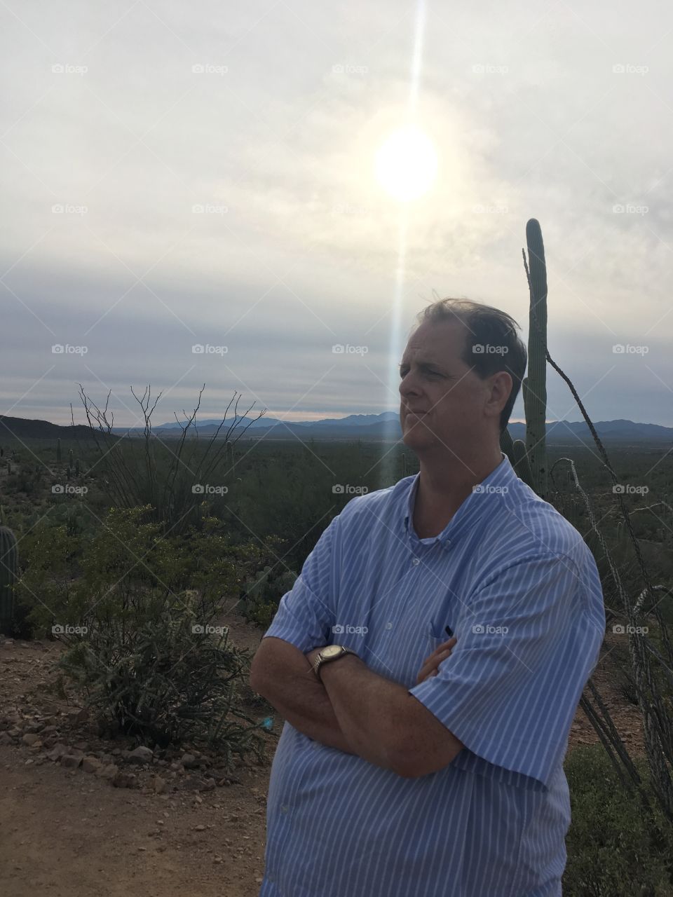 My Father looking at the endless cacti in Saguaro National Park 