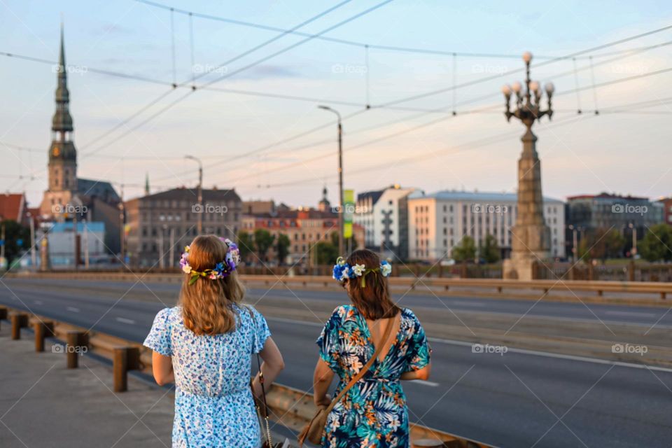 Summer in the city. Riga, Latvia. Evening in the city. 