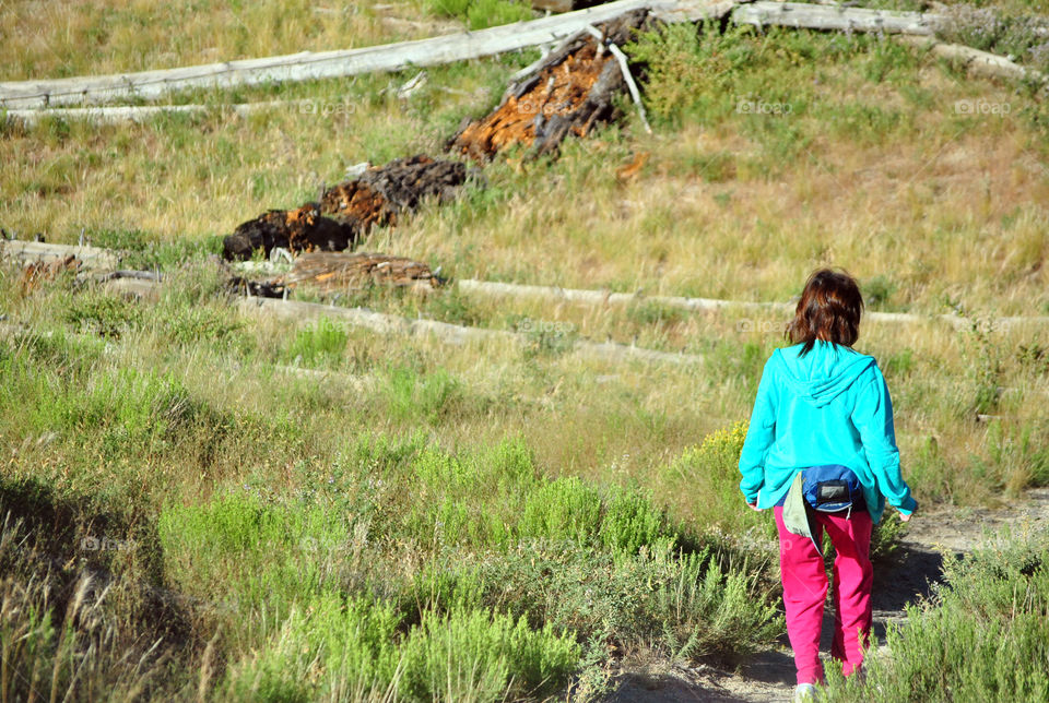 Woman hiking in summer