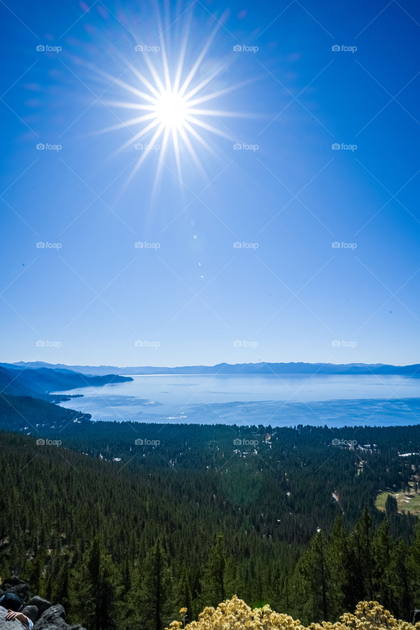 bird's eye view of the lake Tahoe on a Sunny day