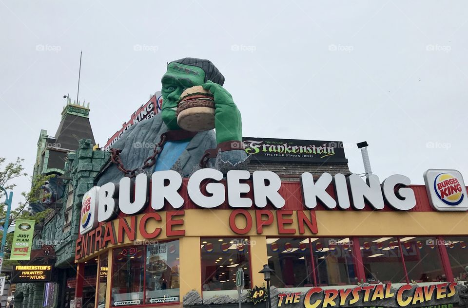 Frankenstein atop Burger King on the Niagara Falls strip (Canada side) 