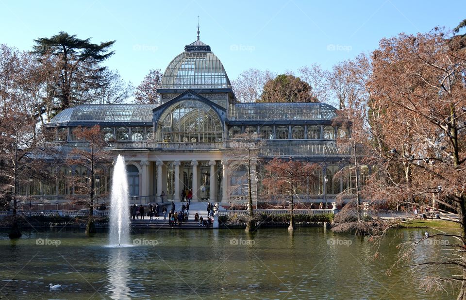 Crystal Palace in Madrid. View of the Crystal Palace in Retiro Park, Madrid