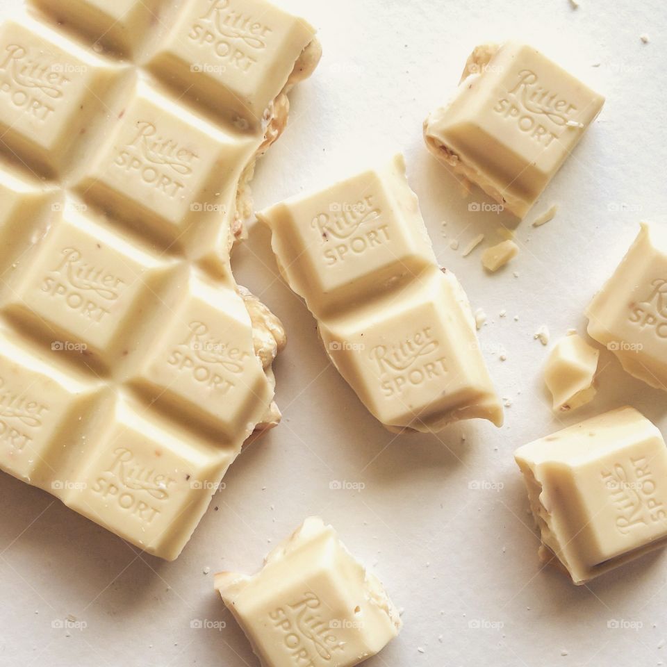 White chocolate . Ritter sport white chocolate hazelnut cracked 