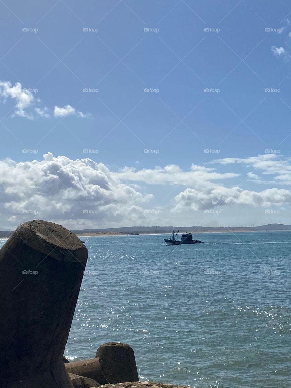 Beautiful ship in the sea at essaouira city in Morocco