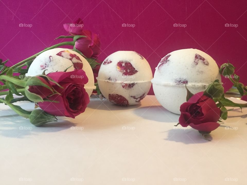Rose petal bath bombs