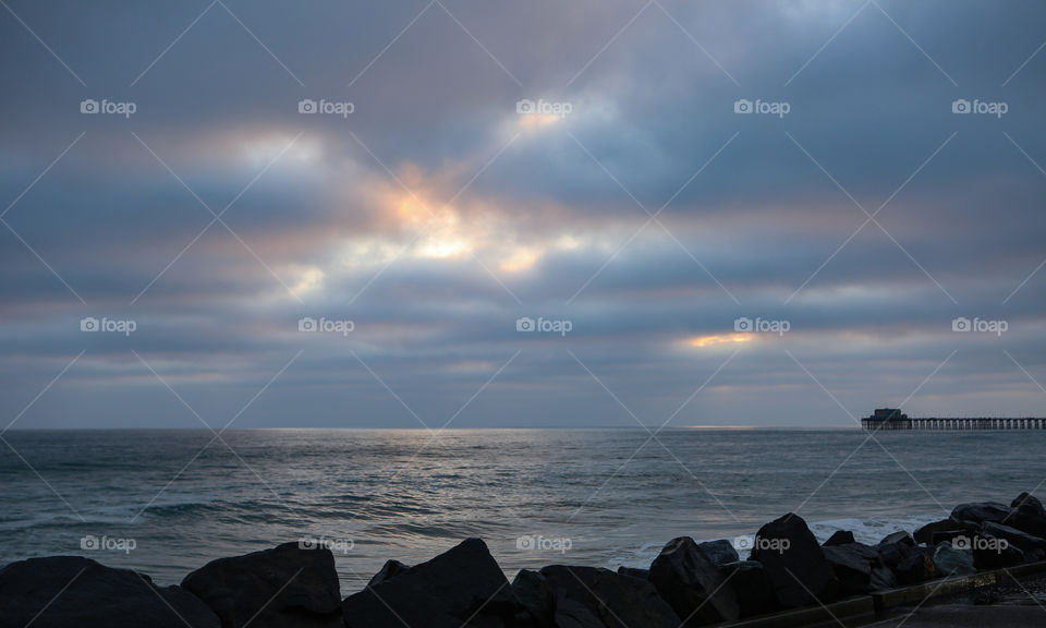 Cloudy ocean sunset
