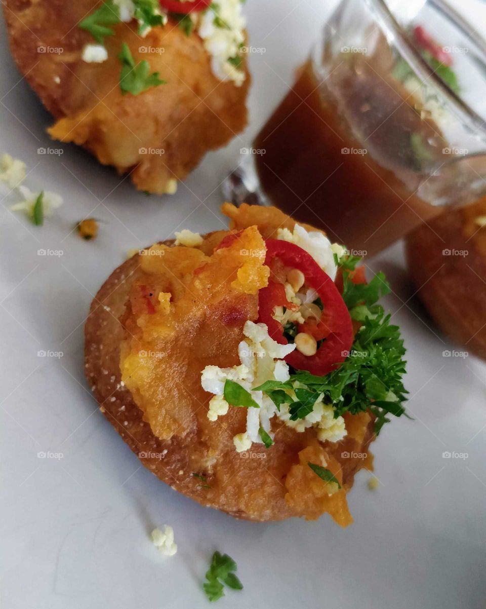 Bangladeshi food called fuchka nicely served. Restaurant Fuchka, Oulu, Finland