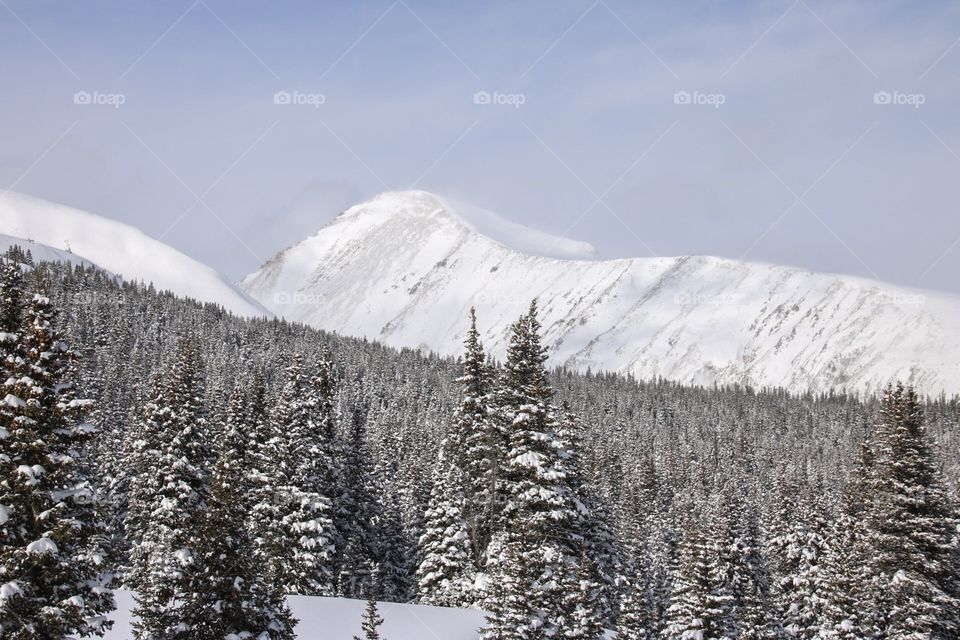 Fresh snow on the mountains outside of Breckenridge, Colorado. 