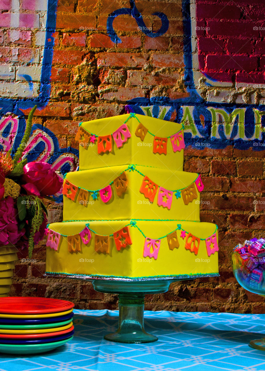 Yellow cake. Image of a festive yellow cake