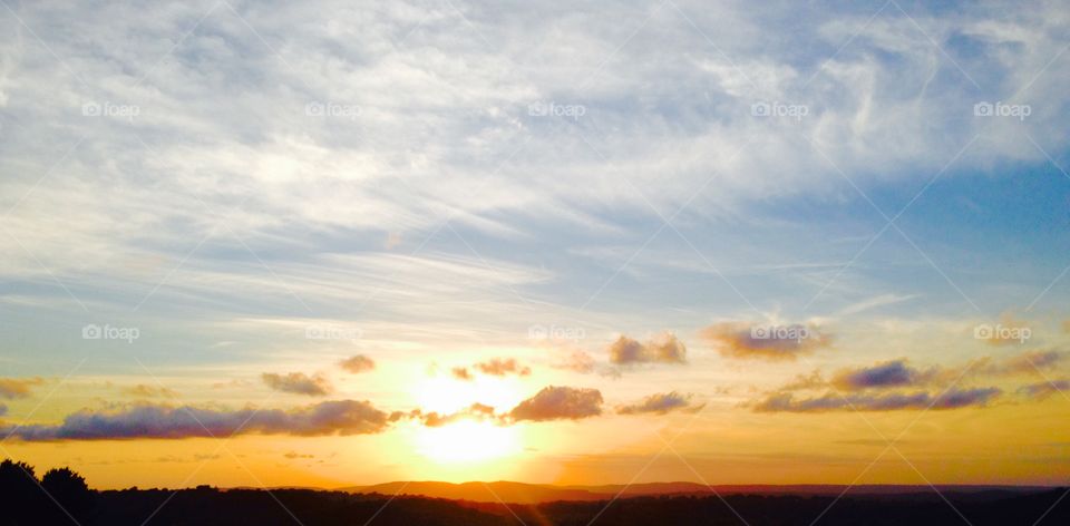 Sunset over the vineyard 