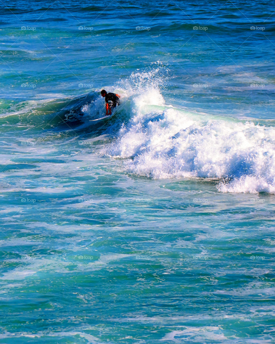 Surfer in Santa Monica beach, Los Angeles