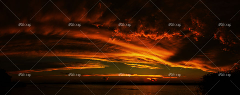 summer sunset on the river