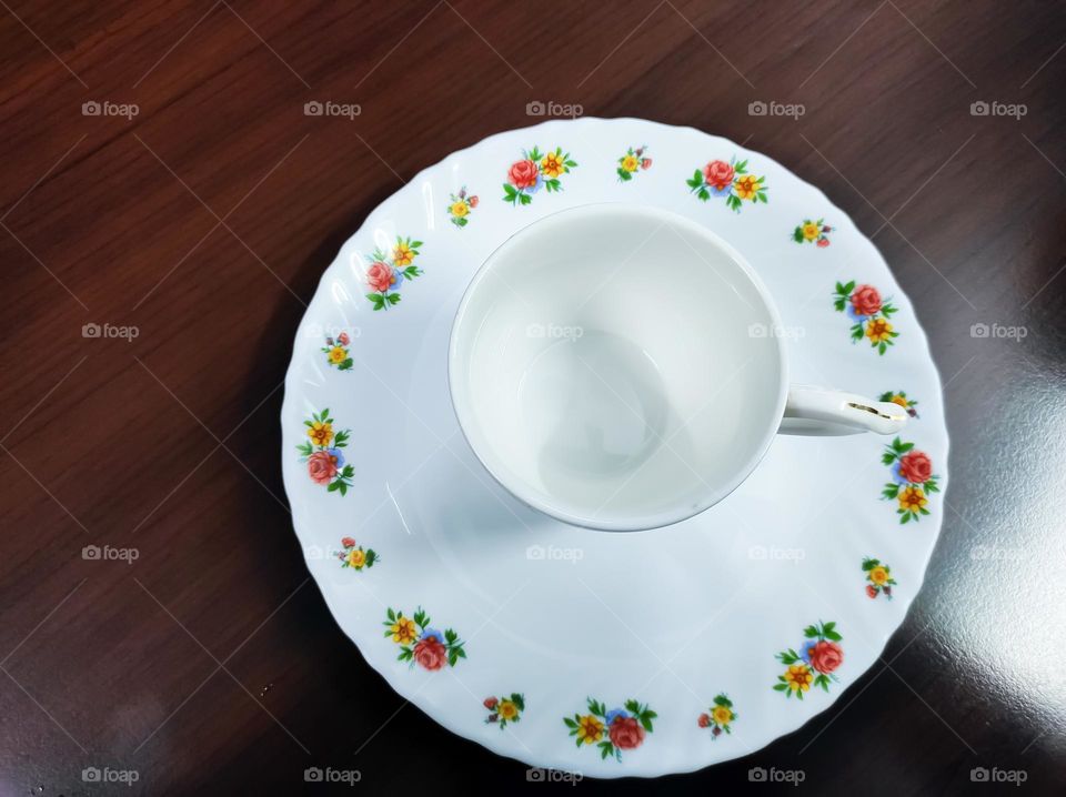 Beautiful white Coffee cup and Saucer