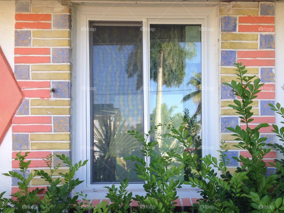 Colorful mosaic window shutters decoration