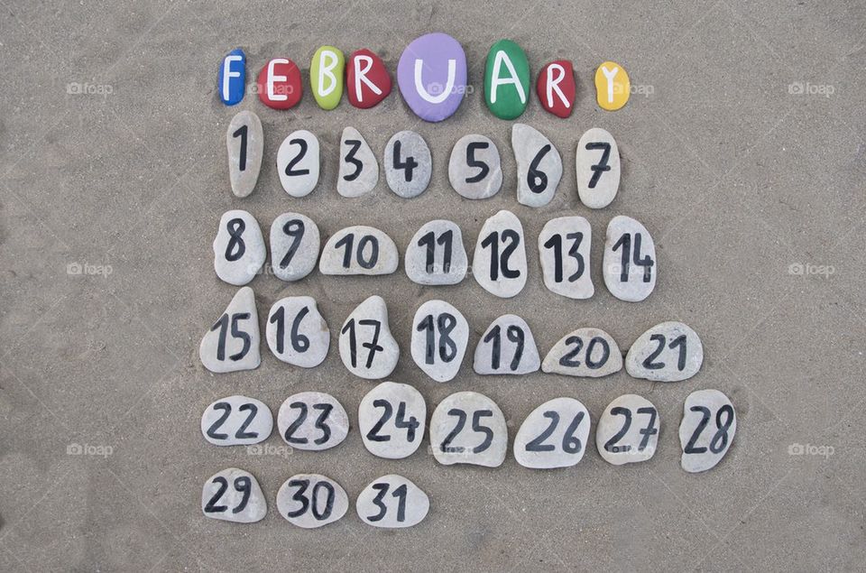 February, second month of the year on stones