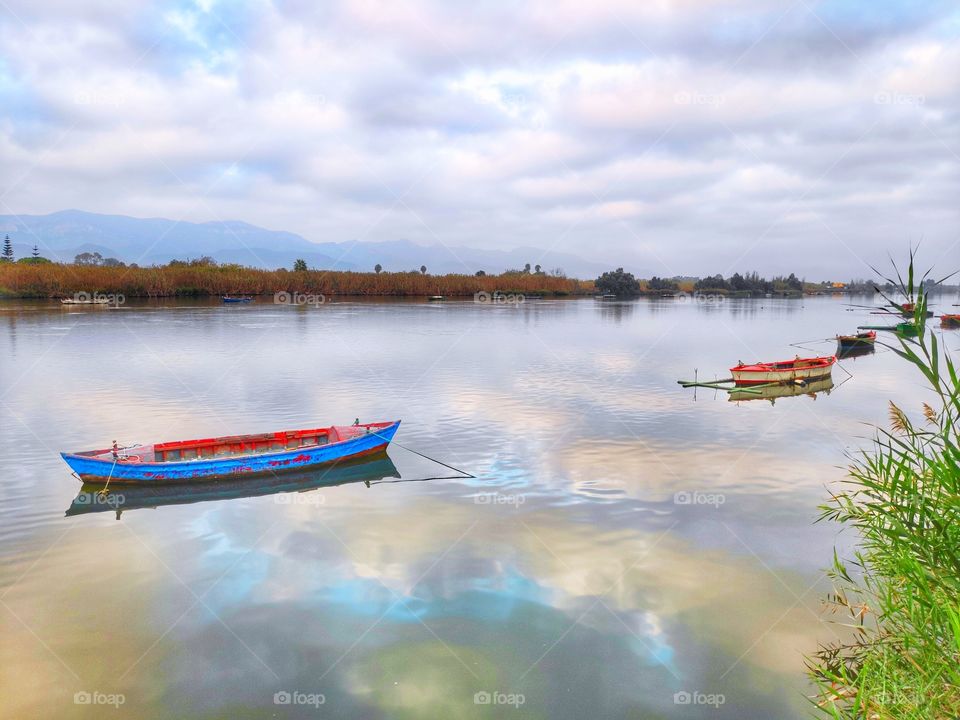 River boats Sky mirror