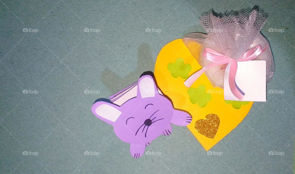Handmade crafts for children - scented itipandam, rabbit/ cat and invitation card
