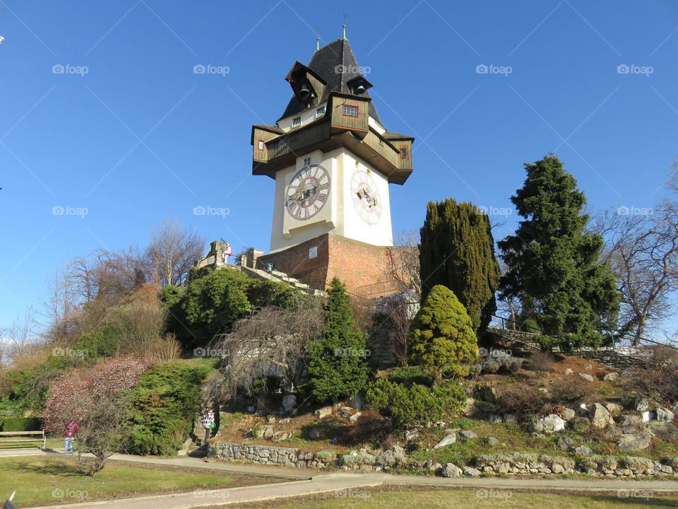 Graz Austria clock tower sunny landscape