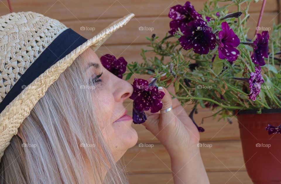 Woman and flowers