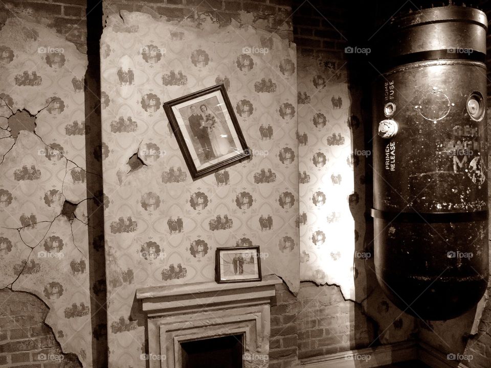 Reconstruction of the bombarded room during World War, Museum, London