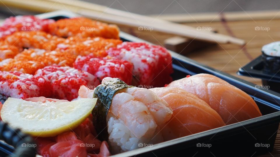 Close-up of sushi food