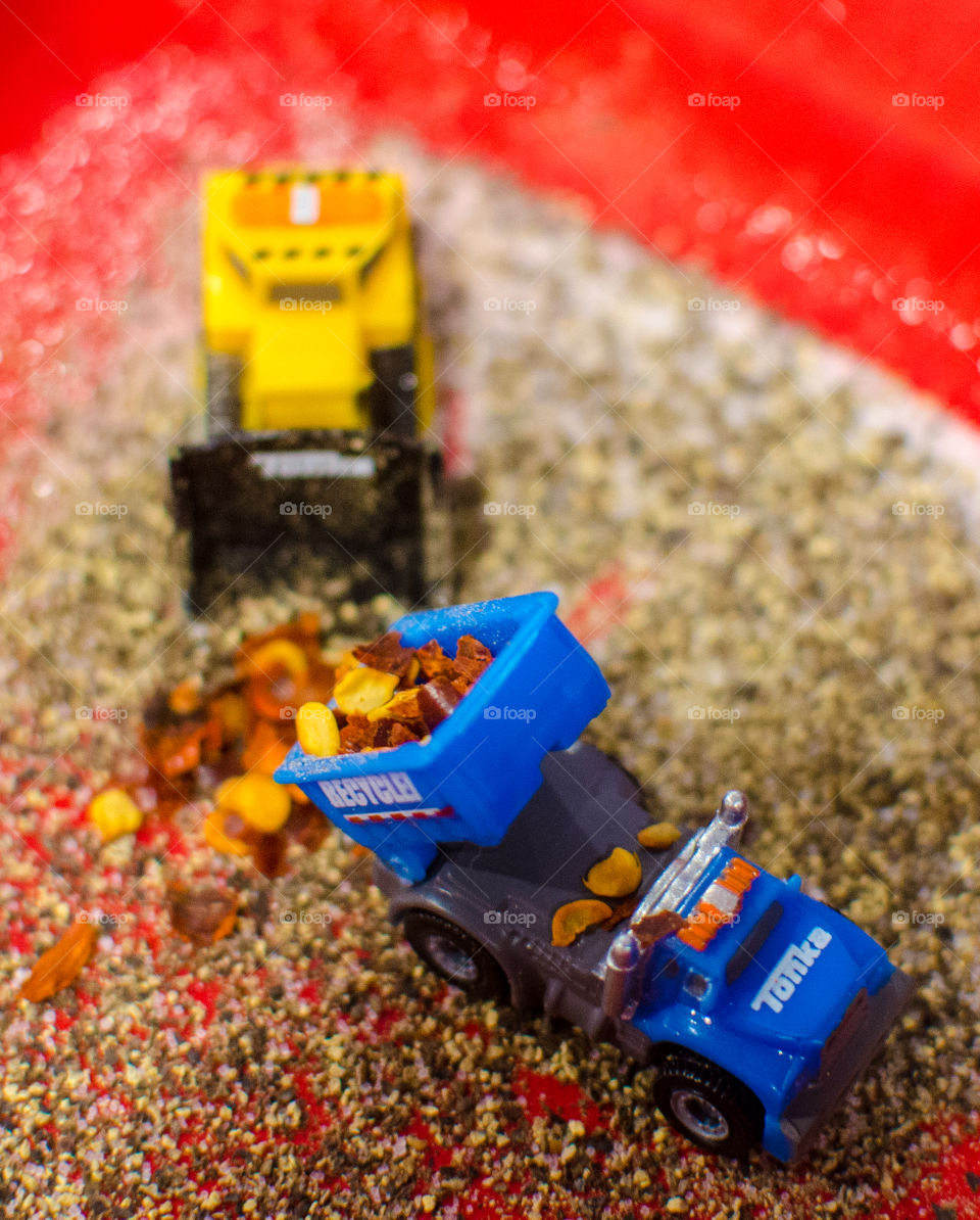 Tonka Truck moving red peppers